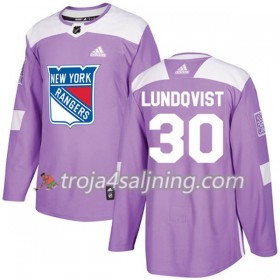 New York Rangers tröja Henrik Lundqvist 30 Adidas 2017-2018 Lila Fights Cancer Practice Authentic - NHL Tröjor Herr